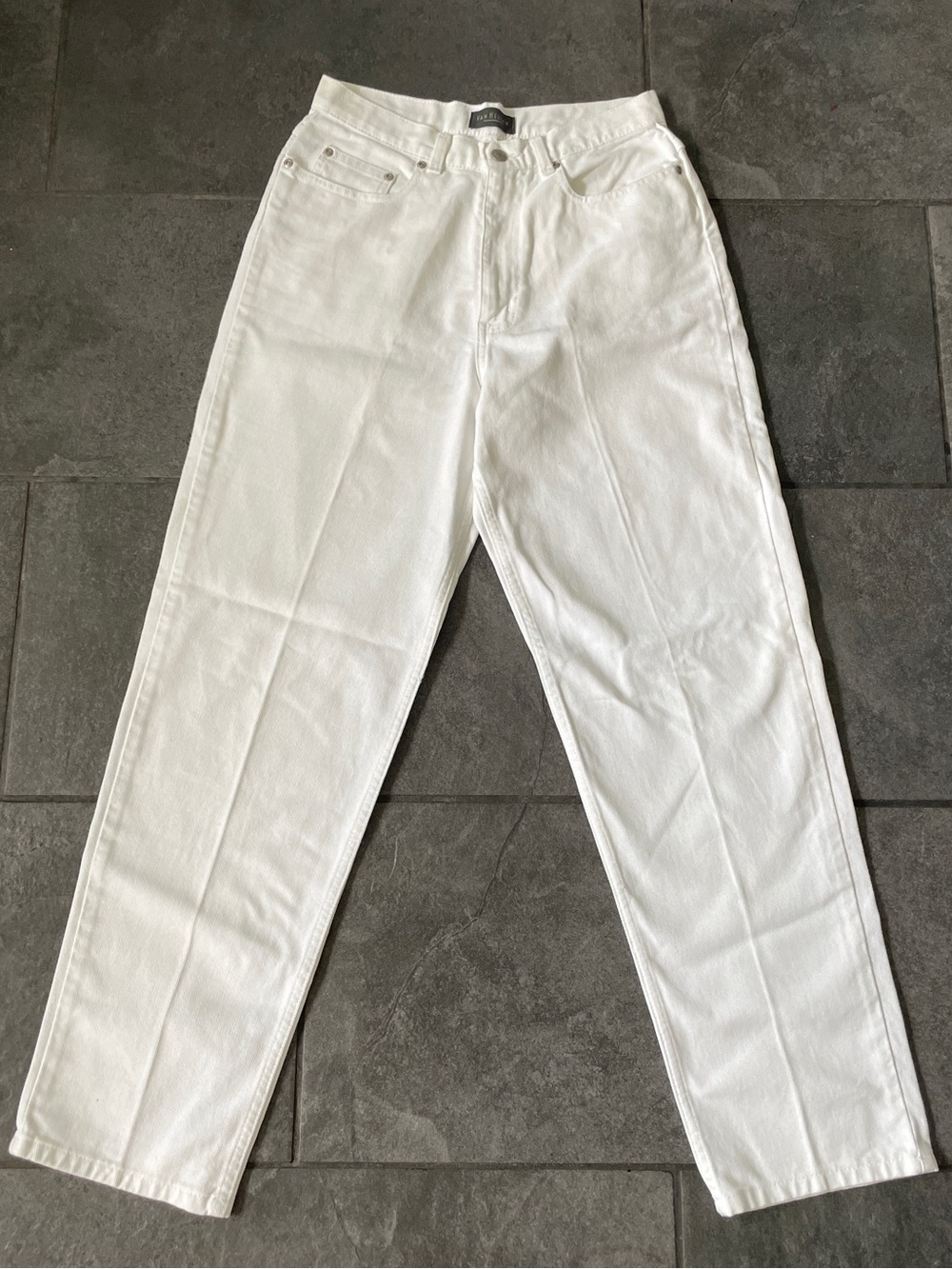 90’s Minimalist Crisp White High Rise Mom Jeans size 6 100% Cotton Vintage - Picture 1 of 11